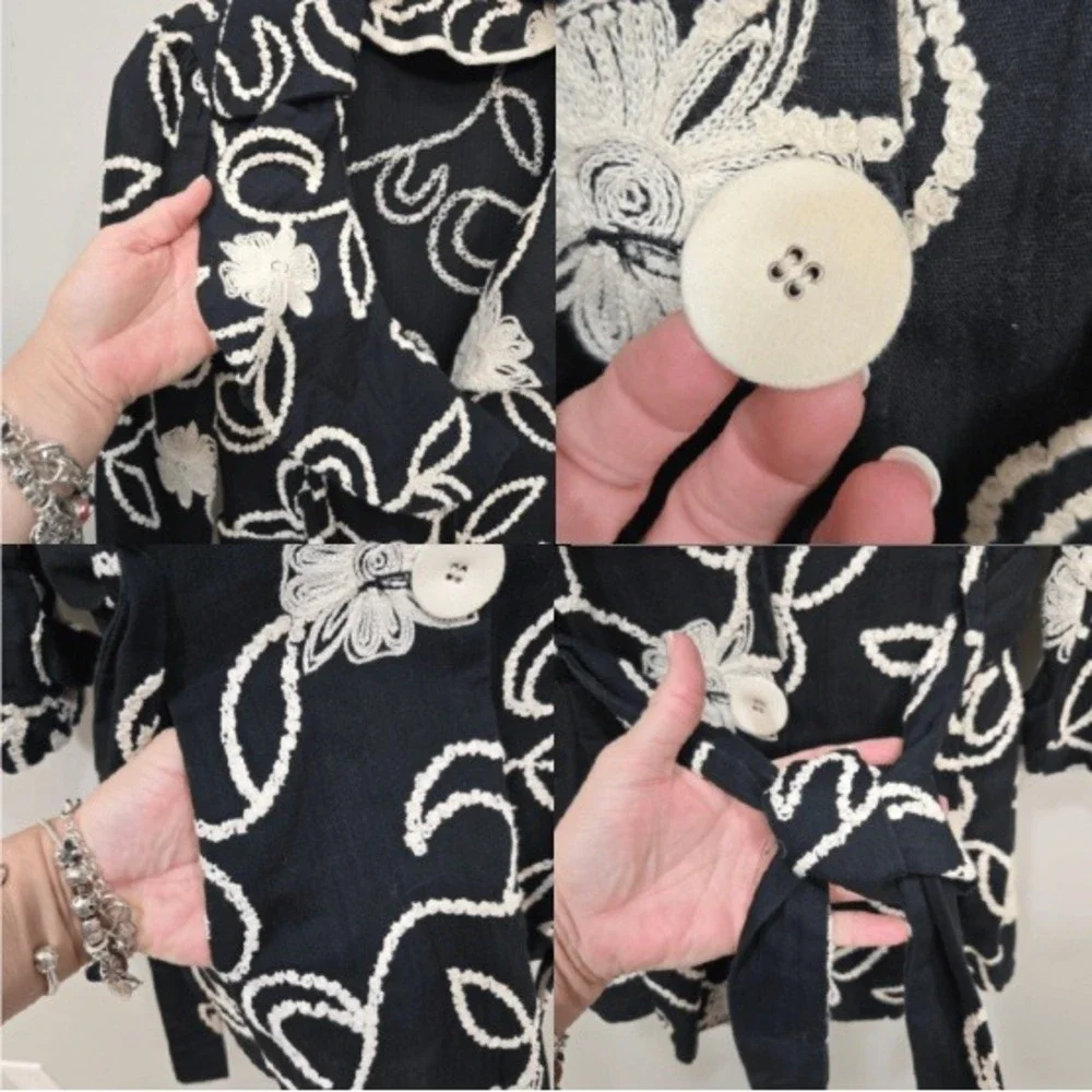 Ark & Co Jacket Medium Floral Embroidery Statement Romantic Whimsigoth Boho Chic